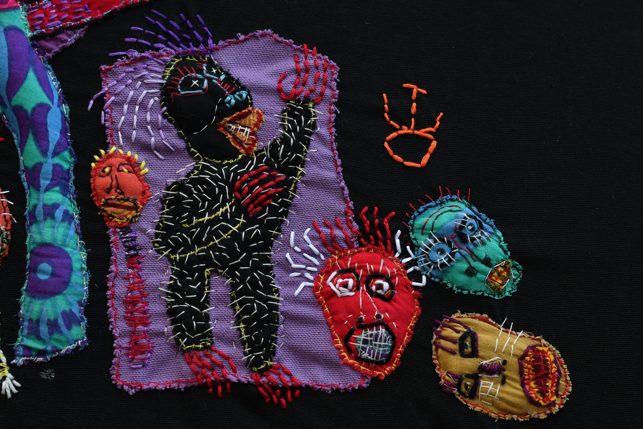 Men and Gods Barbara d'Antuono 21st Century art Textile art outsider art haiti For Sale 2