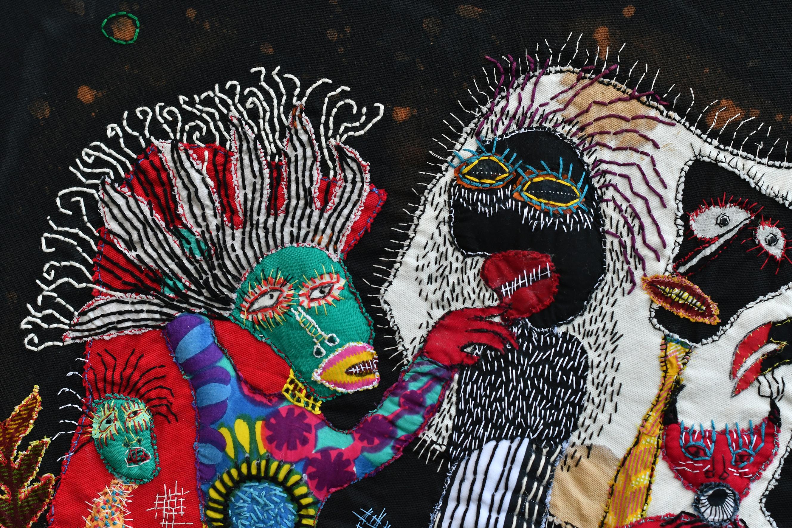 Men and Gods Barbara d'Antuono 21st Century art Textile art outsider art haiti For Sale 1