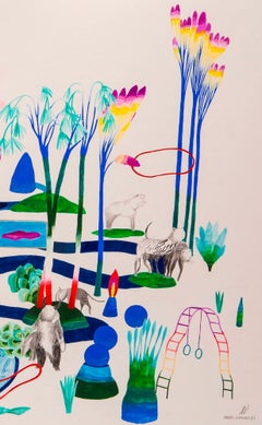 Hanging gardens #3 Hélène Duclos 21st Century drawing nature art landscape blue
