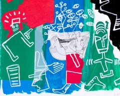 Little bas gun Caroline Veith Contemporary art Zeichnung blau figurative Kunst