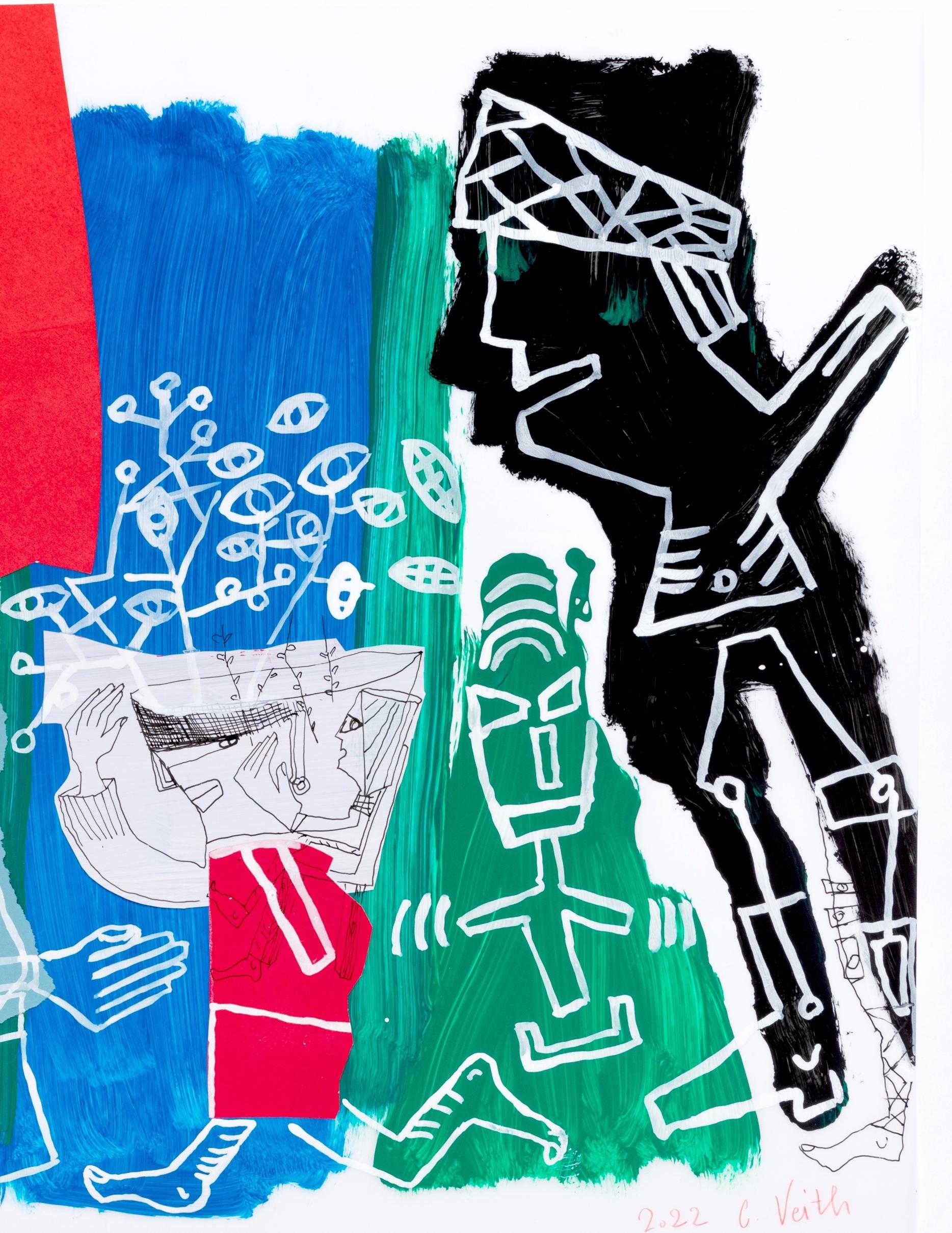 Little bas gun Caroline Veith Contemporary art dessin art figuratif bleu en vente 4