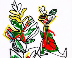 Dreamers n°1 Caroline Veith dessin d'art contemporain rouge fleur de la nature