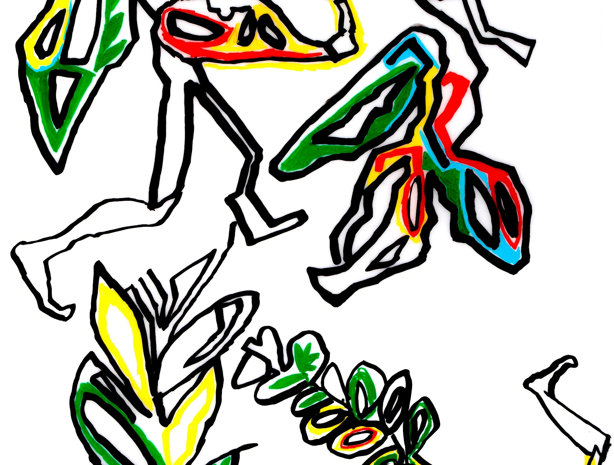 Dreamers #2 Caroline Veith Contemporary art drawing nature flora flower red For Sale 2