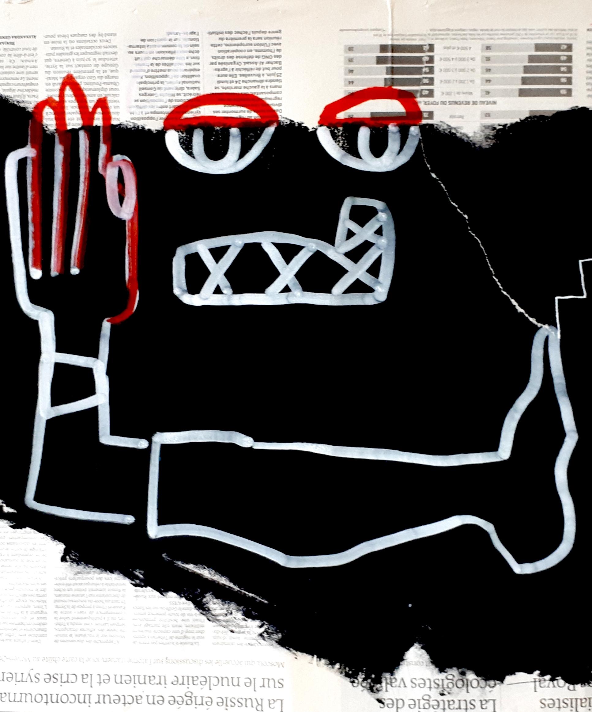 Scappa per la tua vita #1 Caroline Veith Disegno contemporaneo umorismo in bianco e nero in vendita 1