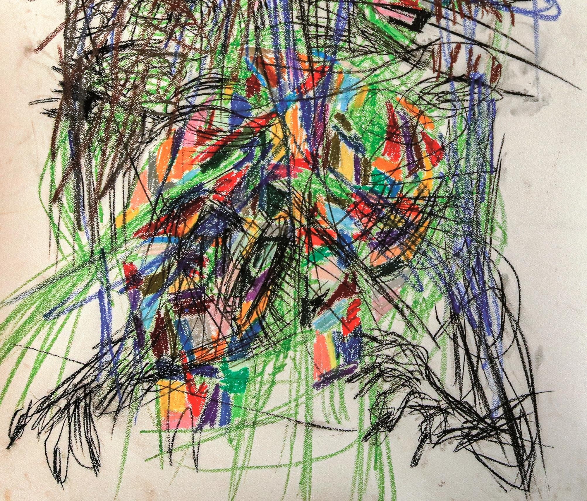 Come back Julien Wolf Contemporary art drawing expressionnist outsider colour  For Sale 2