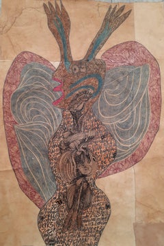 Personaje alado Geneviève Seillé Arte contemporáneo dibujo arte outsider retrato