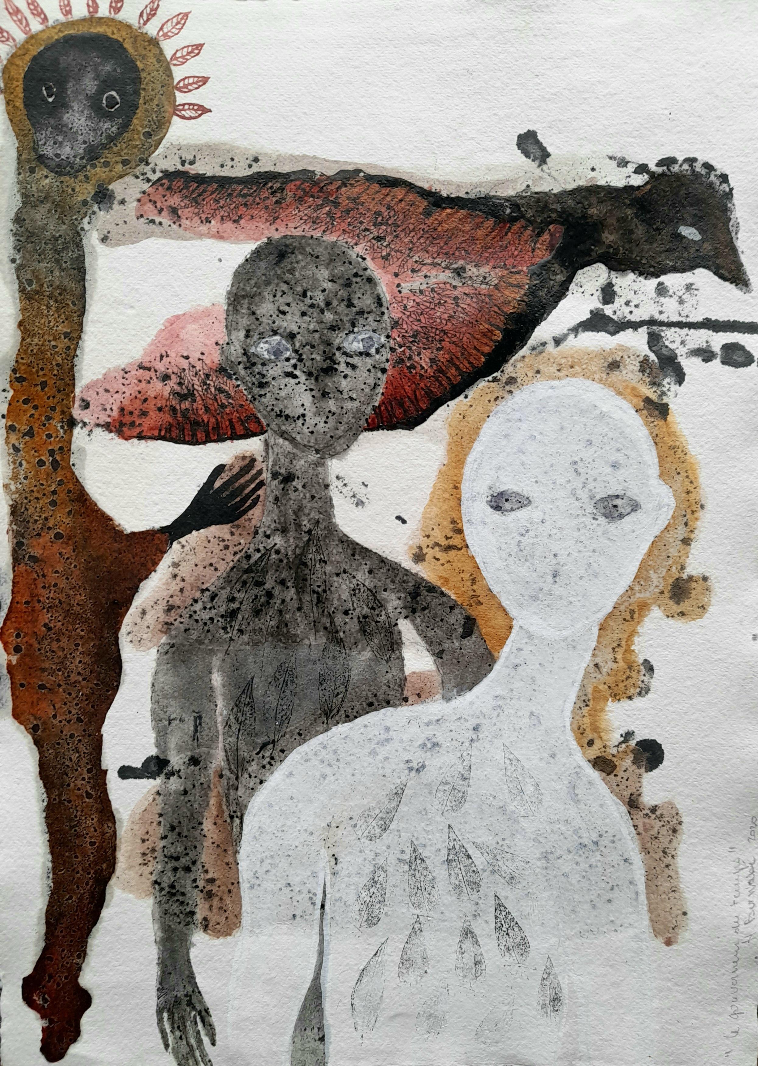 El gobernador del tiempo Haude Bernabé Arte contemporáneo Dibujo Acuarela Papel