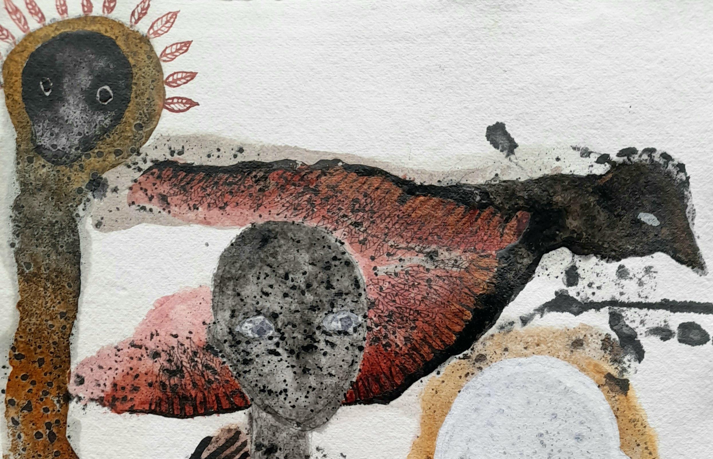 The governor of time Haude Bernabé Zeitgenössische Kunst Zeichnung Aquarellpapier im Angebot 3
