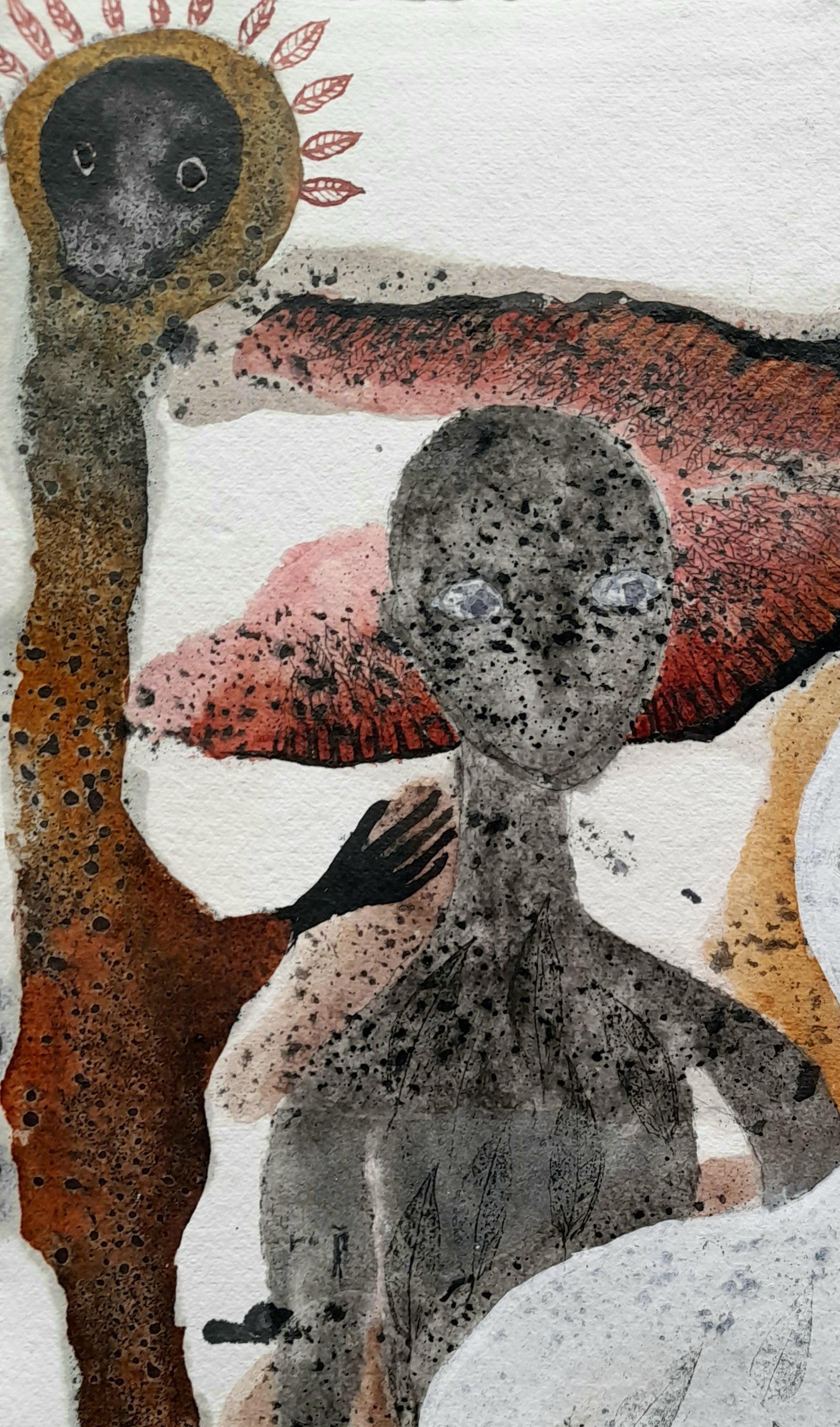 The governor of time Haude Bernabé Zeitgenössische Kunst Zeichnung Aquarellpapier im Angebot 4