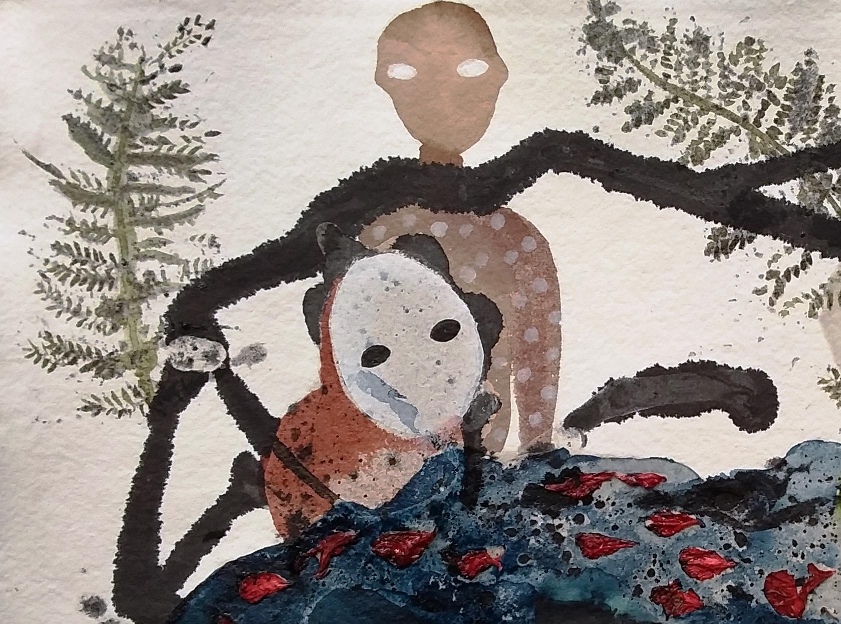 The sentinels Haude Bernabé Zeitgenössische Kunst Zeichnung Afrikanische Kunst Natur Tier im Angebot 2