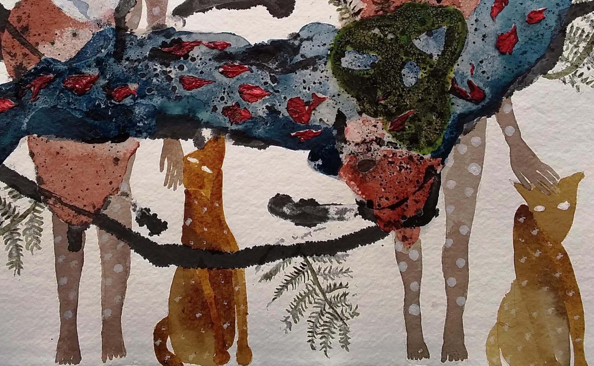 The sentinels Haude Bernabé Zeitgenössische Kunst Zeichnung Afrikanische Kunst Natur Tier im Angebot 3
