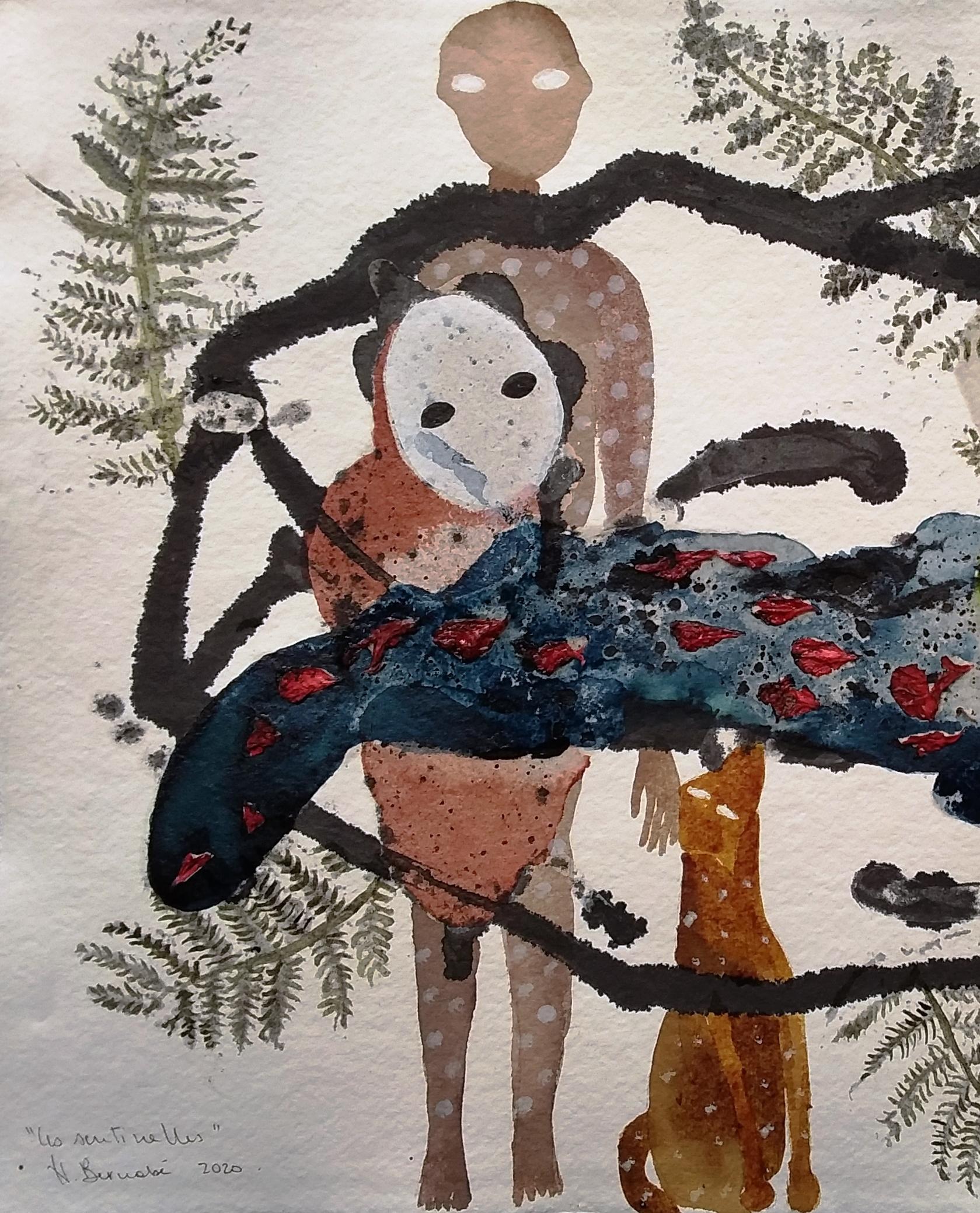 The sentinels Haude Bernabé Zeitgenössische Kunst Zeichnung Afrikanische Kunst Natur Tier im Angebot 4