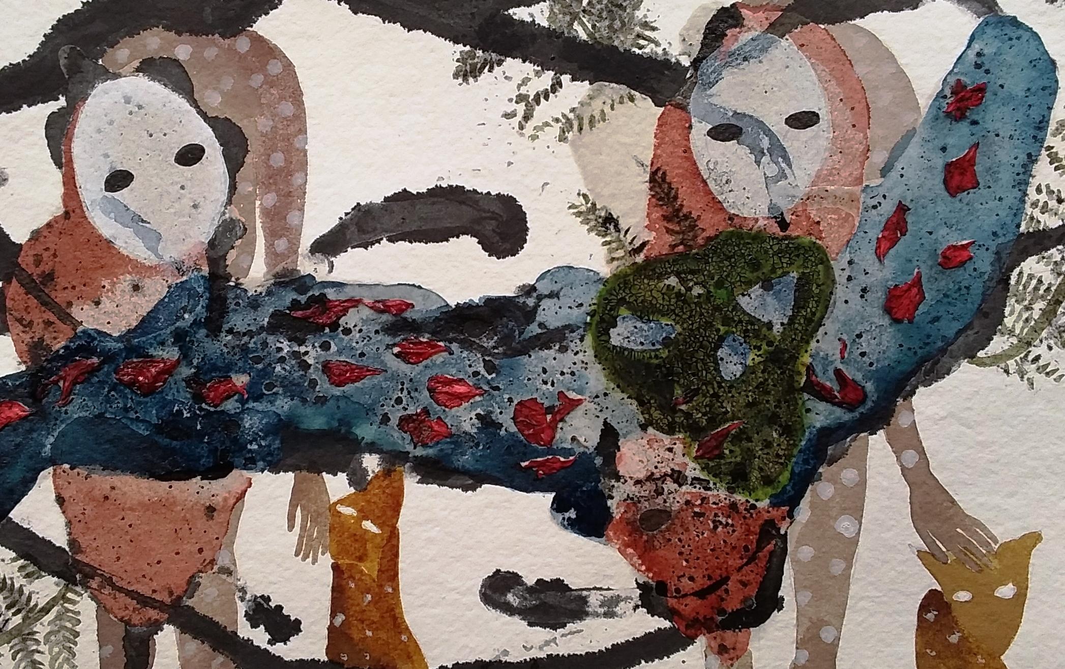 The sentinels Haude Bernabé Zeitgenössische Kunst Zeichnung Afrikanische Kunst Natur Tier im Angebot 6