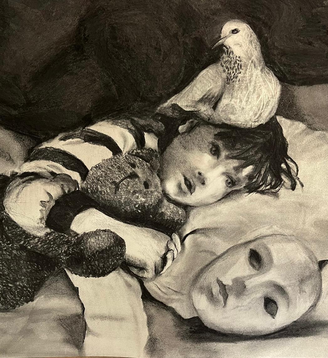 Sin título nº 1 Zahra Zeinali Dibujo contemporáneo Mujer iraní artista arte carboncillo en venta 2