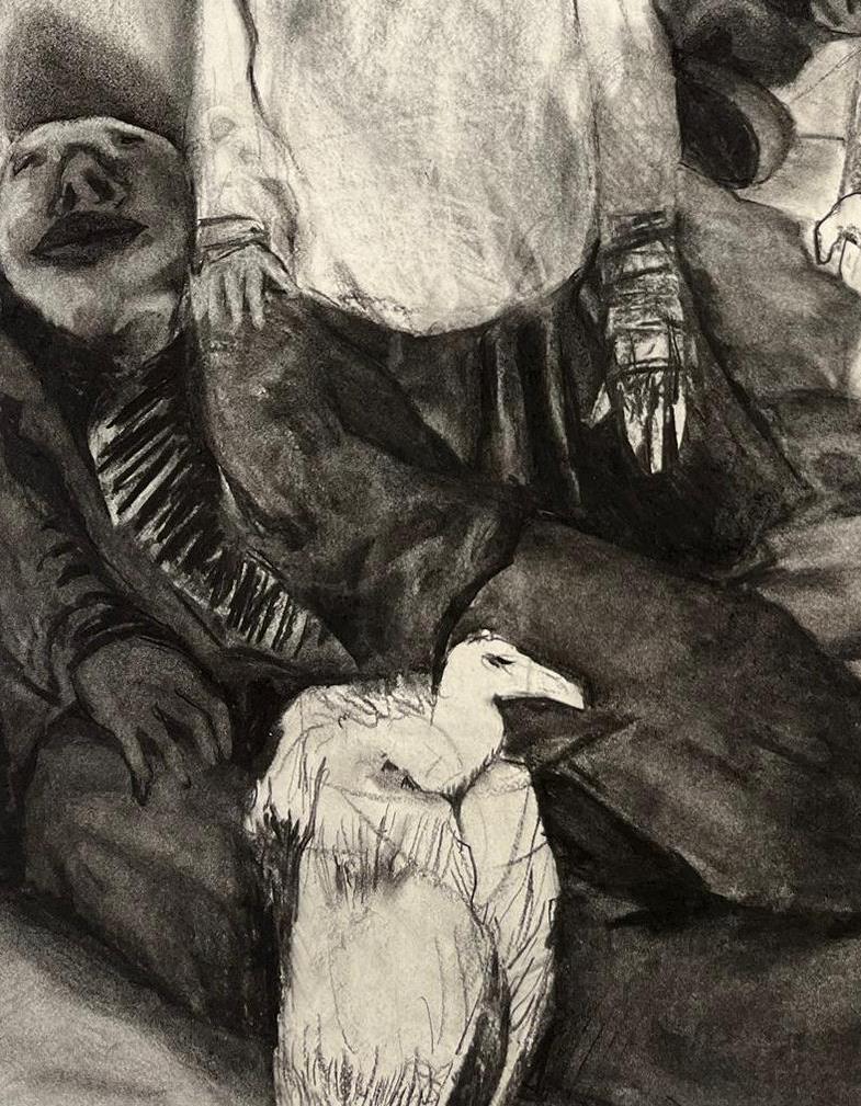 Sans titre #4 Zahra Zeinali Dessin contemporain Femme iranienne artiste art fusain en vente 1