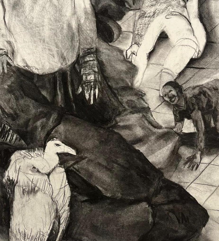 Sans titre #4 Zahra Zeinali Dessin contemporain Femme iranienne artiste art fusain en vente 5