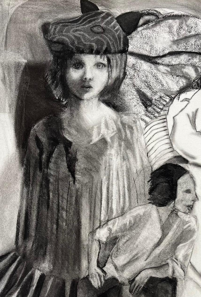 Sans titre #6 Zahra Zeinali Dessin contemporain Femme iranienne artiste art fusain en vente 1