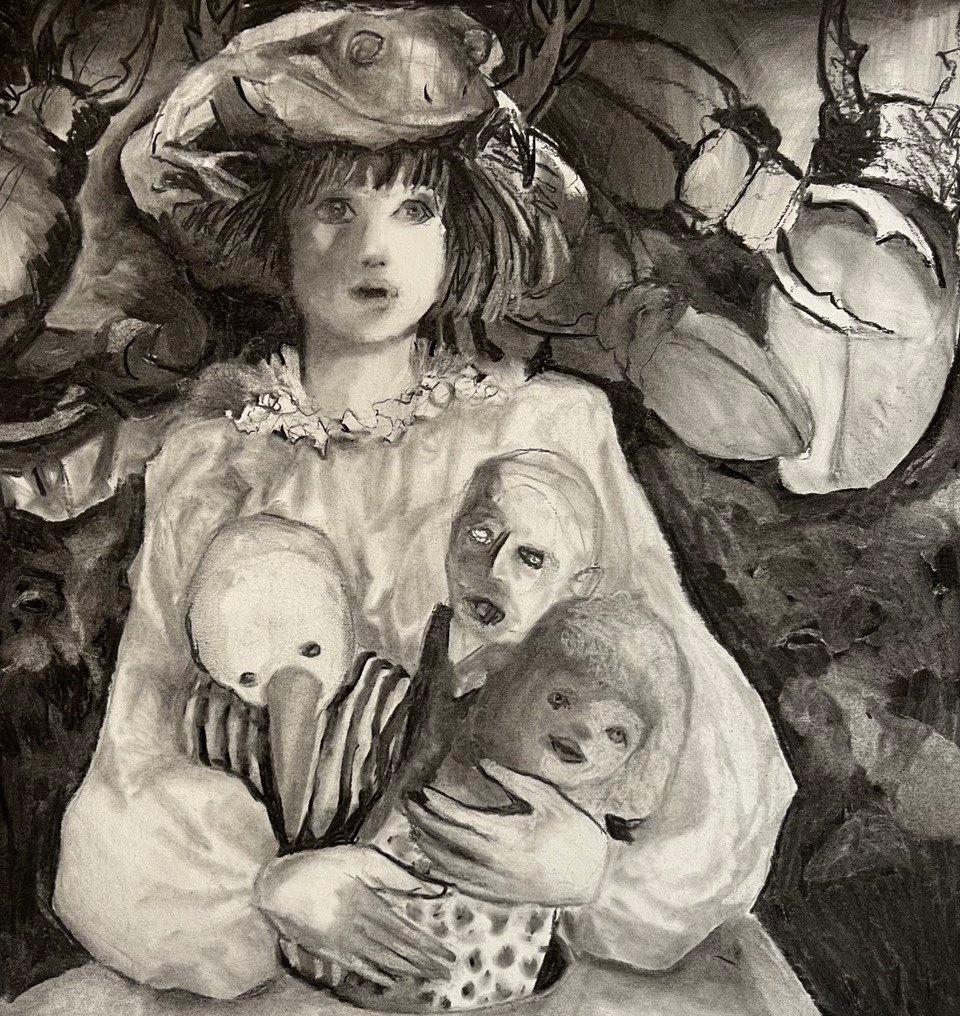 Untitled #3 Zahra Zeinali Contemporary drawing Iranian woman artist art charcoal For Sale 1
