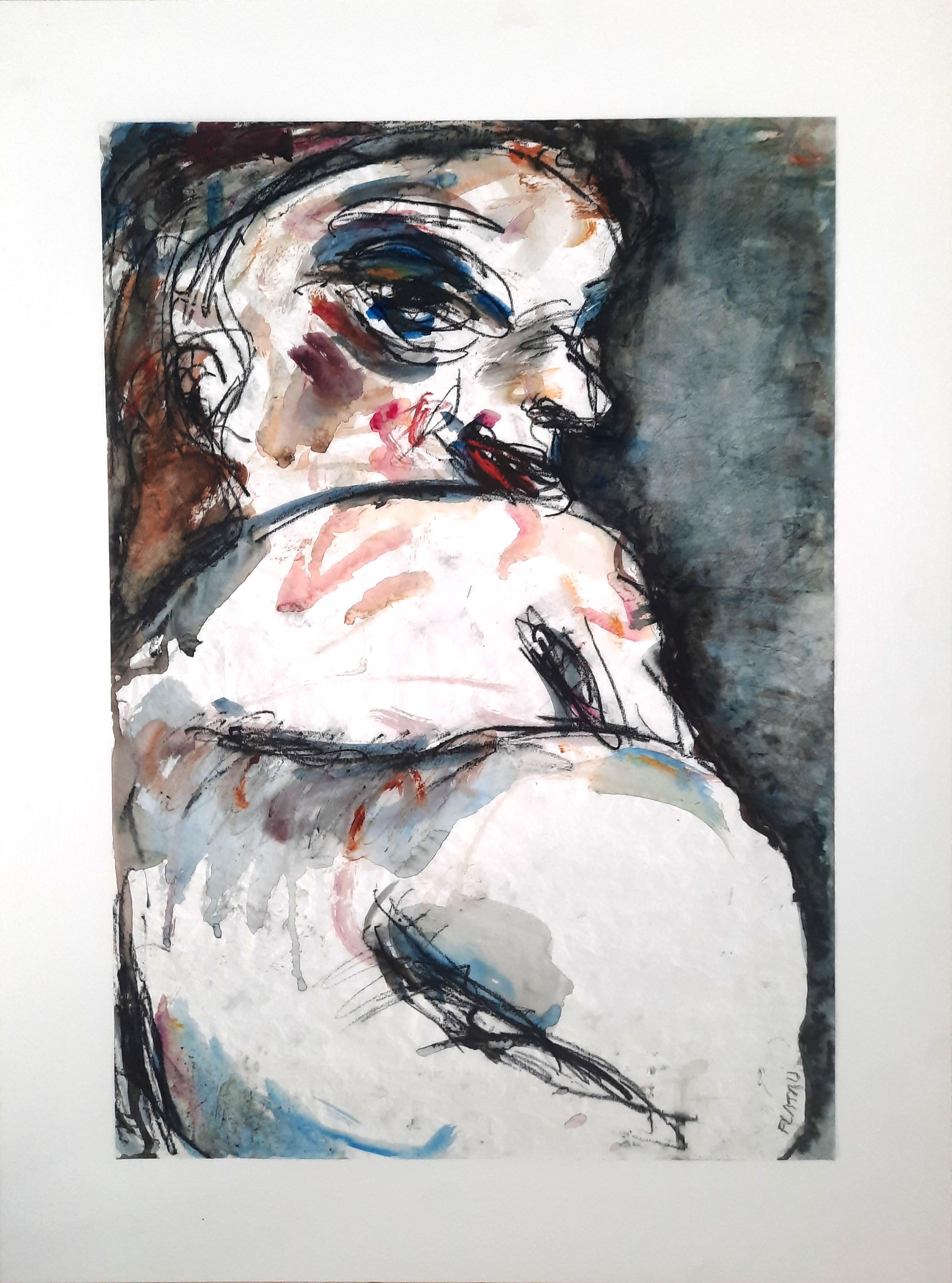 Forgotten Joanna Flatau Art contemporain aquarelle femme nue portrait encre en vente 4