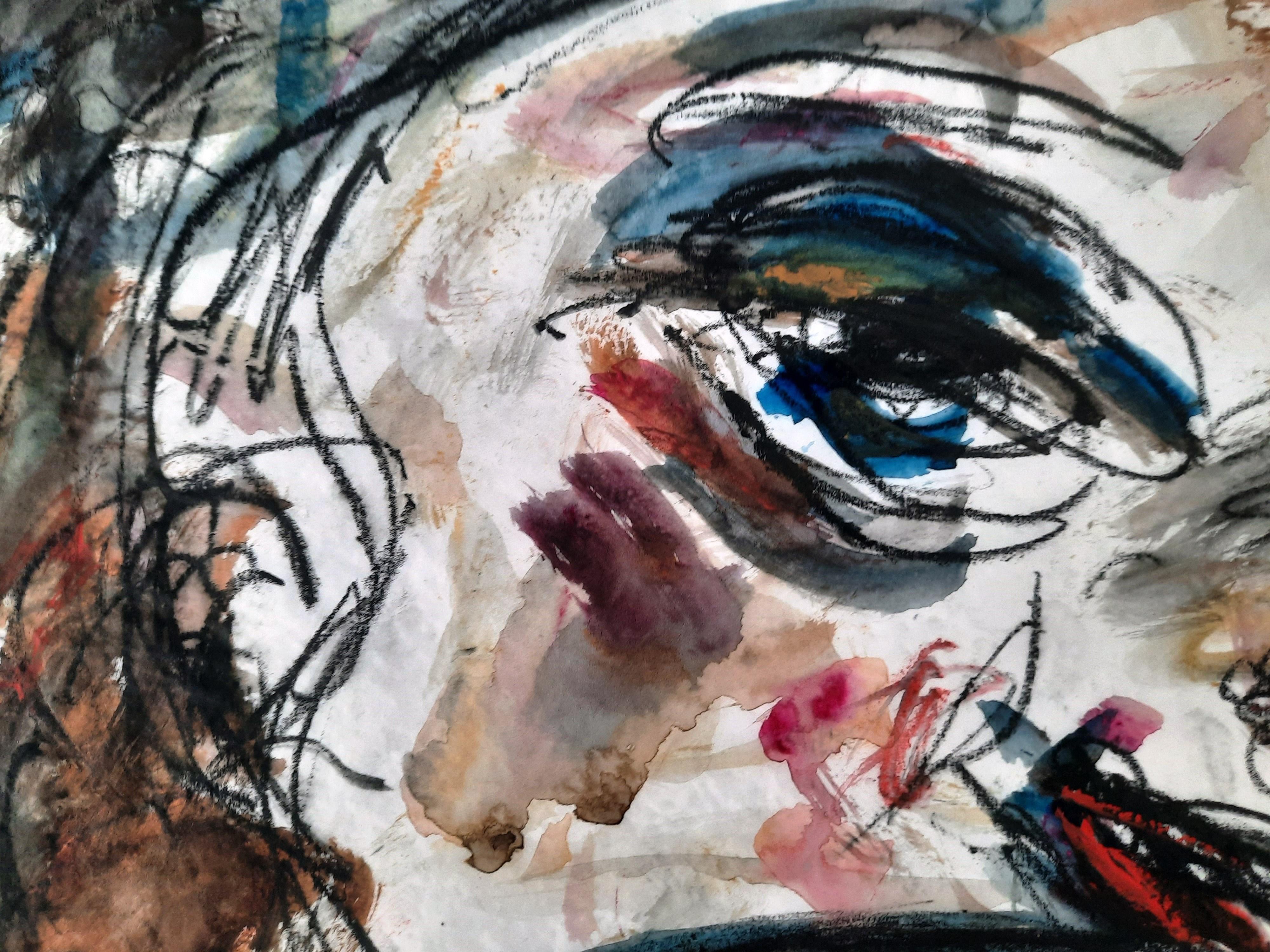 Forgotten Joanna Flatau Art contemporain aquarelle femme nue portrait encre en vente 3