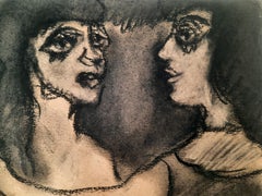 The dance Joanna Flatau Contemporary art pastel woman couple black and white