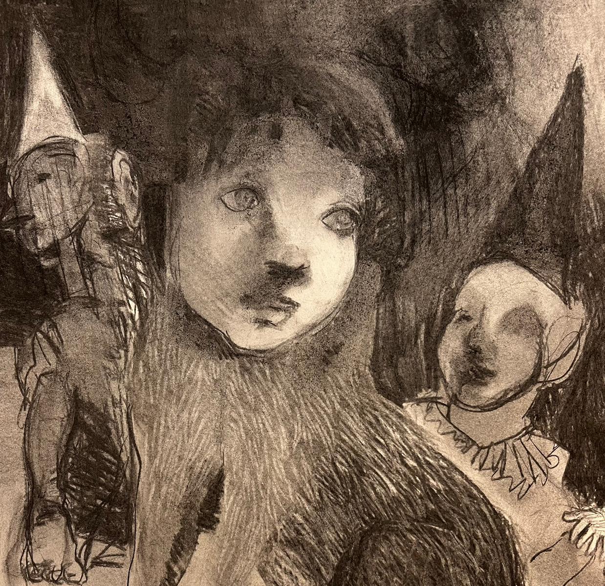 Hai detto strano? Zahra Zeinali Disegno contemporaneo clown animale arte circense in vendita 2