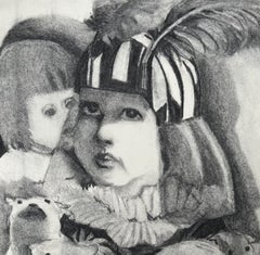 The feather Zahra Zeinali Contemporary art portrait Iranian artist drawing black