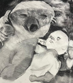 Untitled Zahra Zeinali Contemporary art portrait Iranian artist drawing black