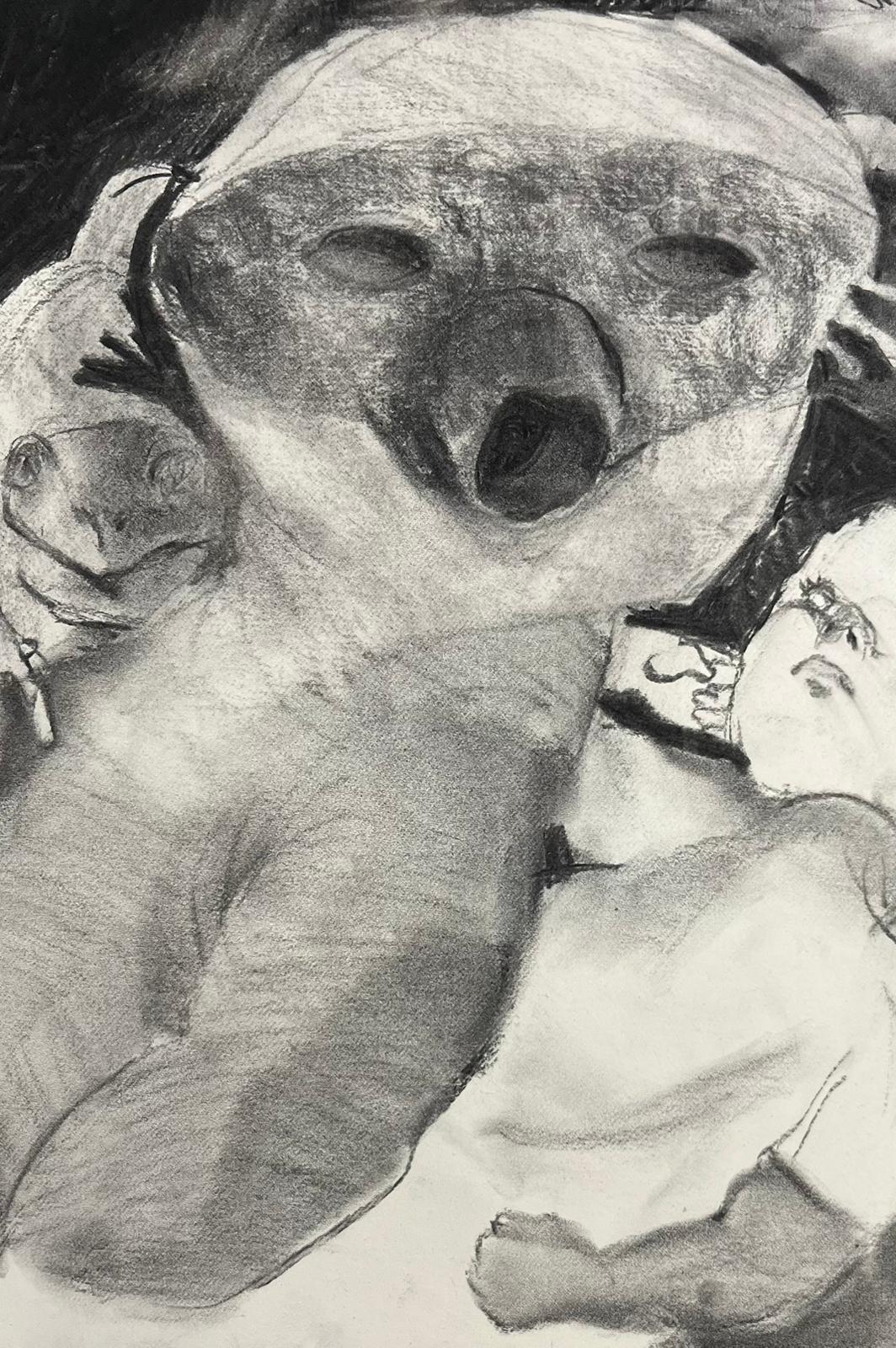 Sans titre Zahra Zeinali Art contemporain portrait Artiste iranienne dessin noir en vente 2