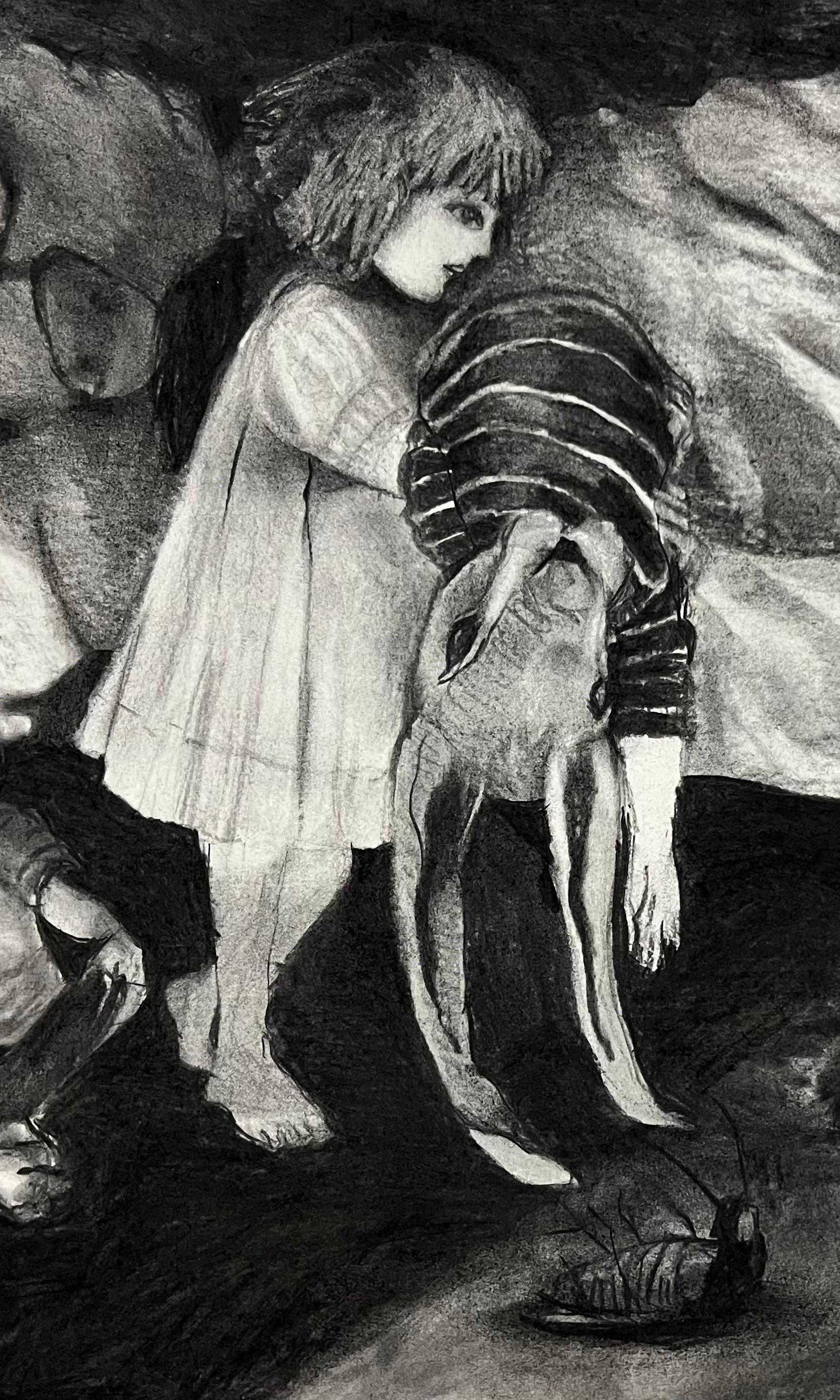 Senza titolo Zahra Zeinali Arte contemporanea ritratto Artista iraniano disegno nero in vendita 3