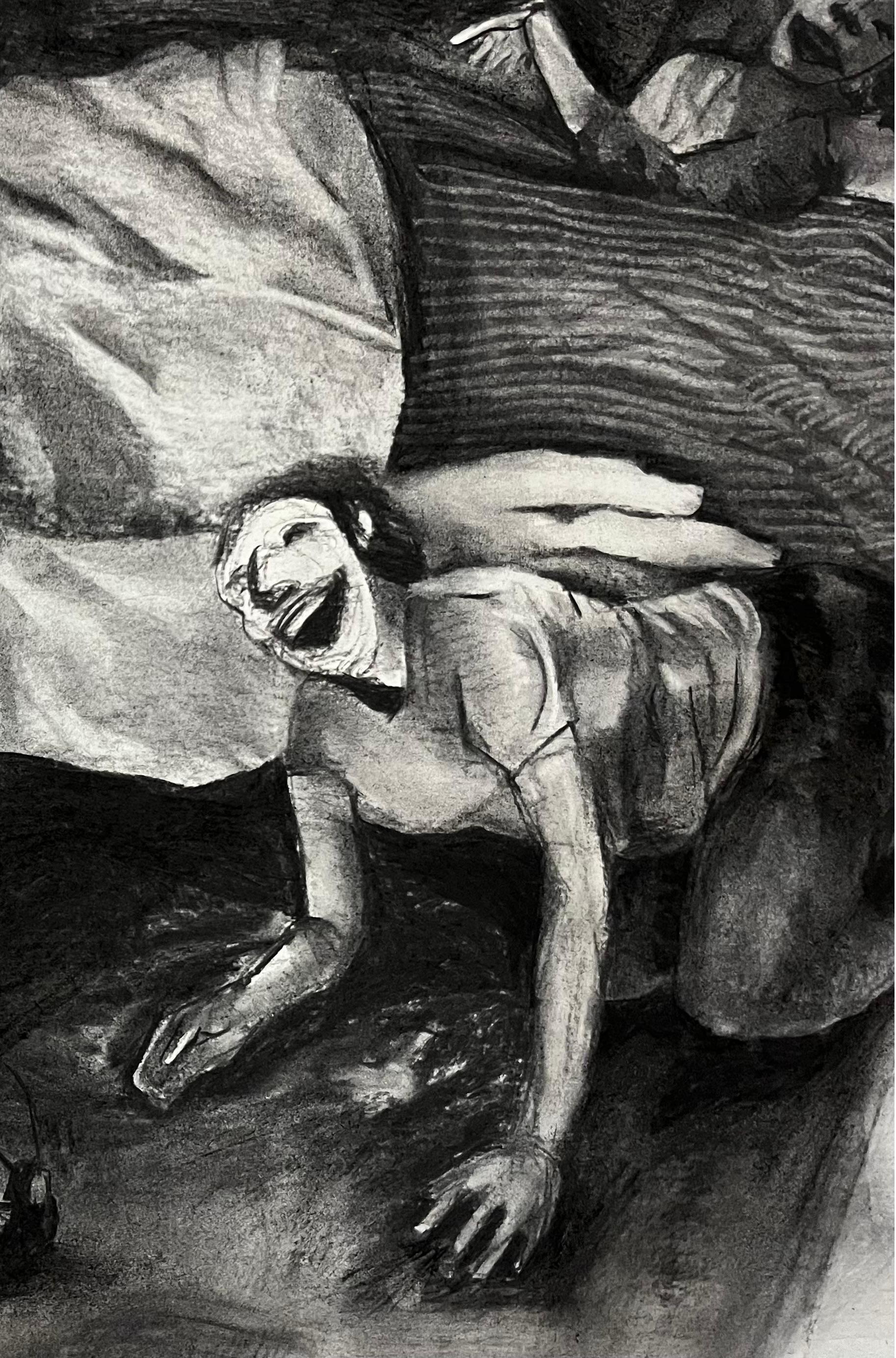 Senza titolo Zahra Zeinali Arte contemporanea ritratto Artista iraniano disegno nero in vendita 1