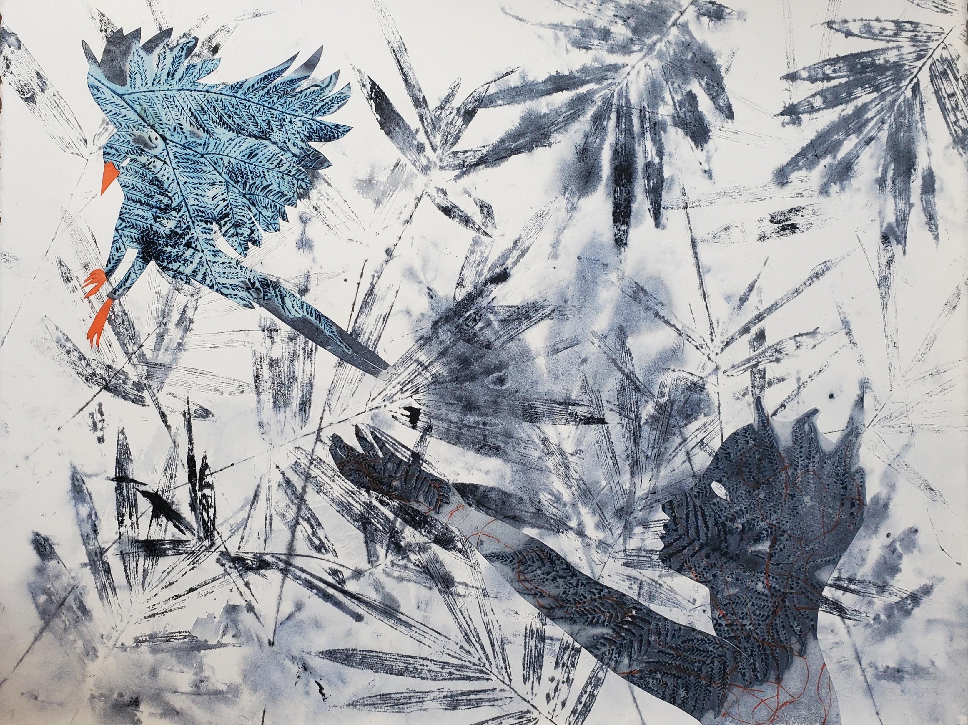 Tales of Jade #5 Haude Bernabé Zeitgenössische Kunst Zeichnung Tinte Natur Wald Vogel