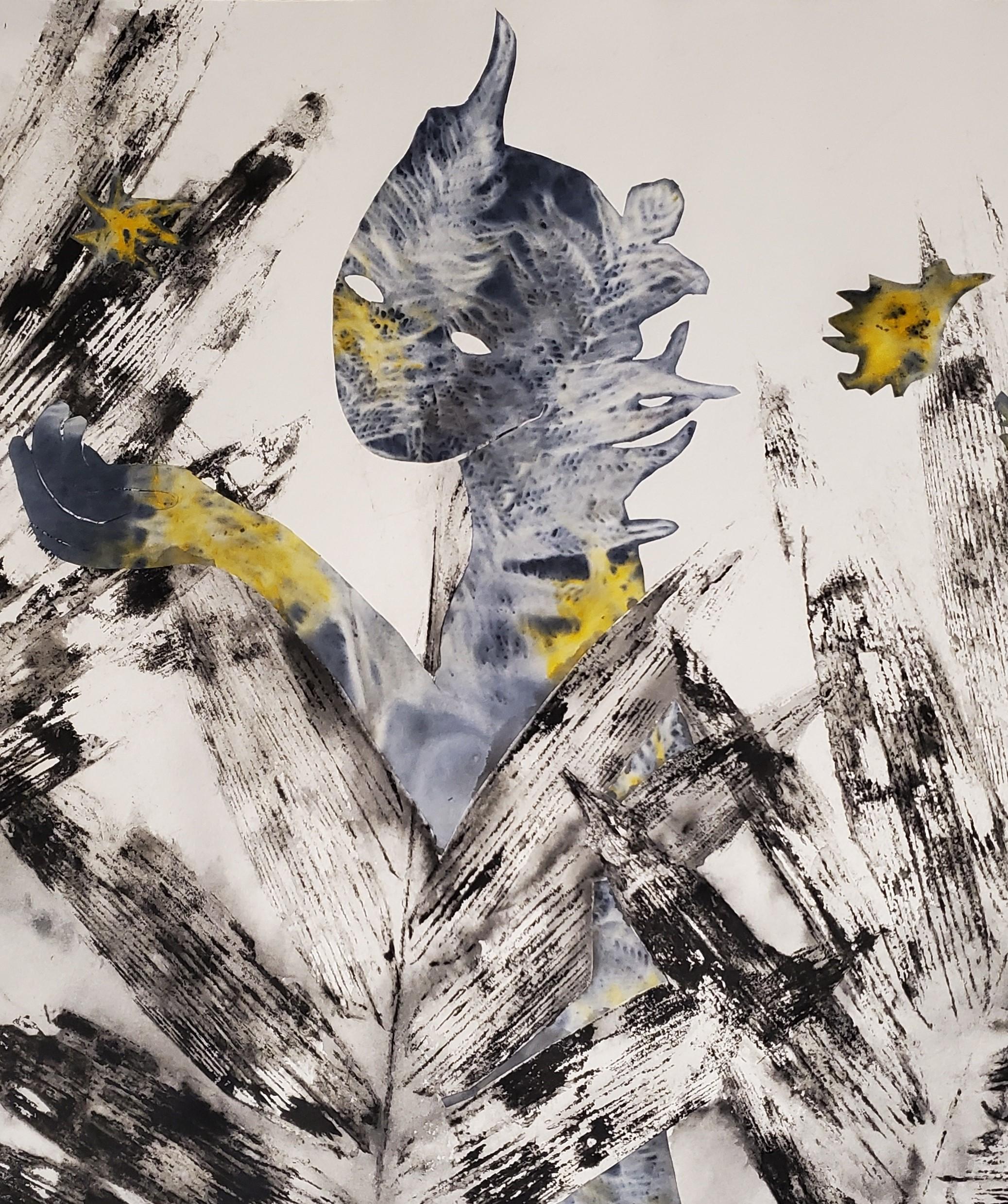 Contes de Jade #11 Haude Bernabé Art contemporain dessin encre nature forêt masque en vente 3