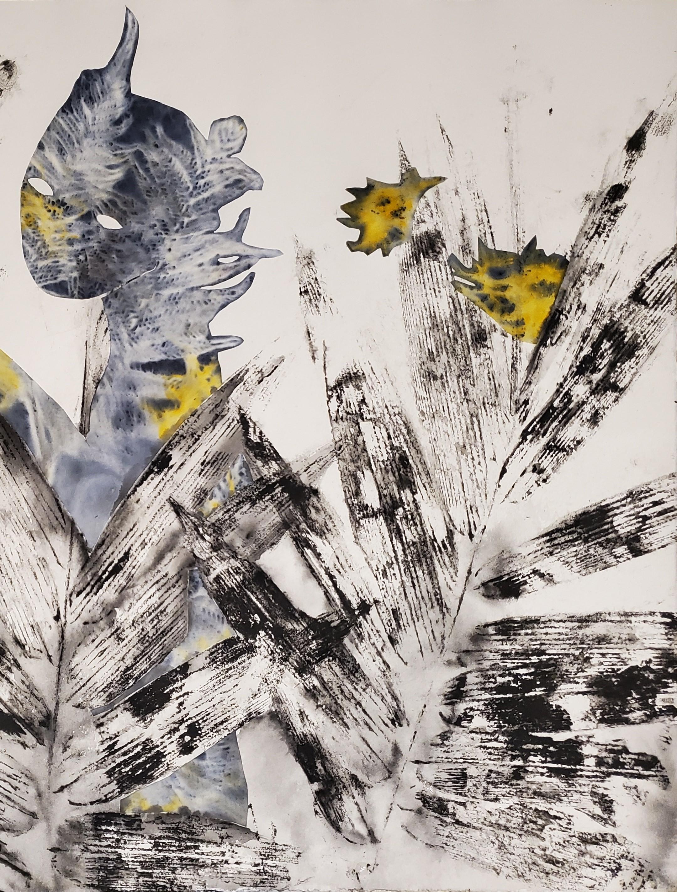 Contes de Jade #11 Haude Bernabé Art contemporain dessin encre nature forêt masque en vente 2