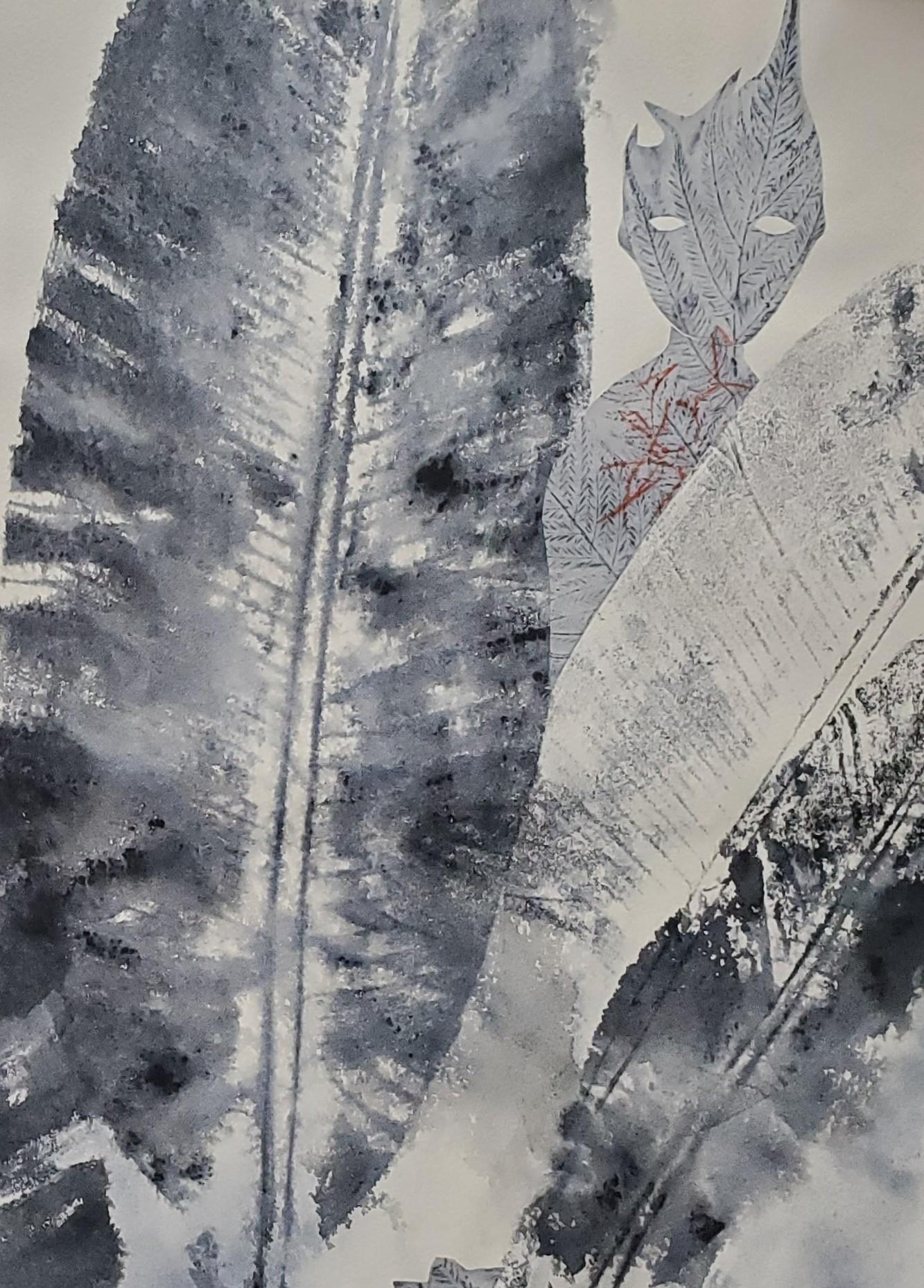 Histoires de Jade #1 Haude Bernabé Dessin d'art contemporain Encre Nature Forêt Masque en vente 3