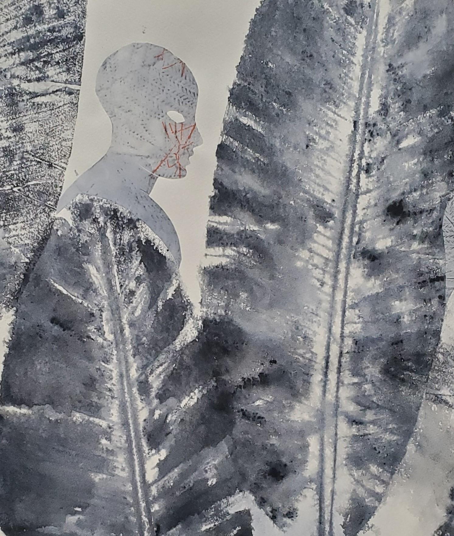 Histoires de Jade #1 Haude Bernabé Dessin d'art contemporain Encre Nature Forêt Masque en vente 1