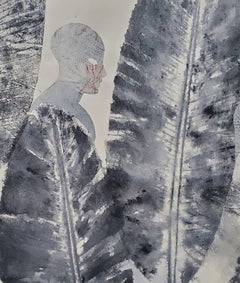 Tales of Jade #1 Haude Bernabé Contemporary art drawing ink nature forest mask