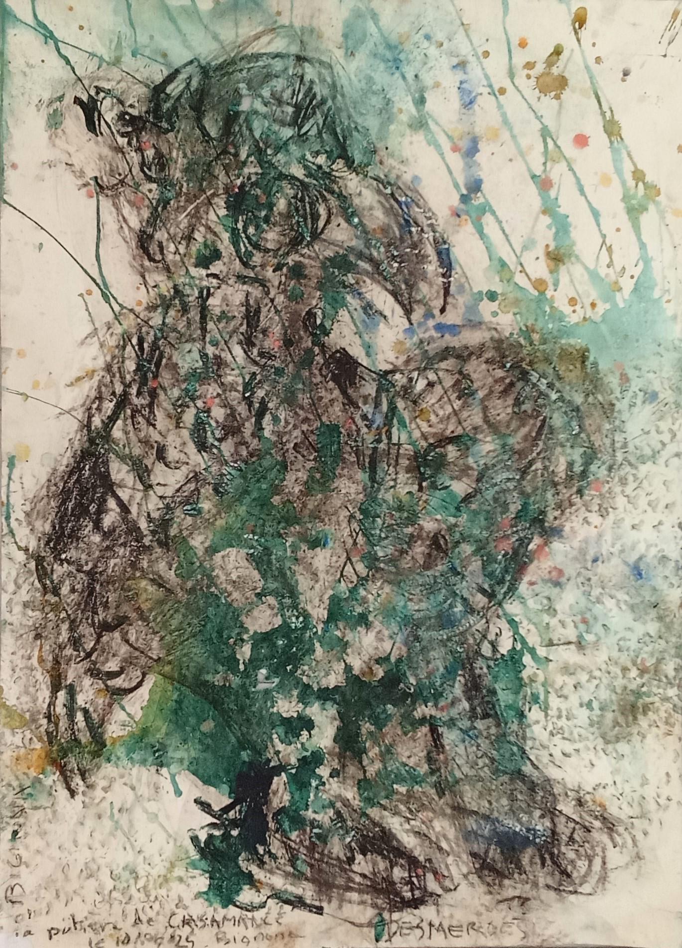 Kalao Jean-Claude Demerges Art contemporain dessin Art africain oiseau couleur