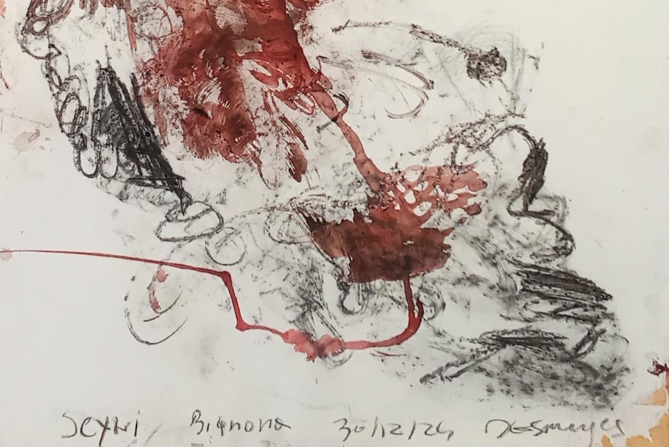 Retrato de Seyni Camara Jean-Claude Desmerges Arte contemporáneo Dibujo Color en venta 1