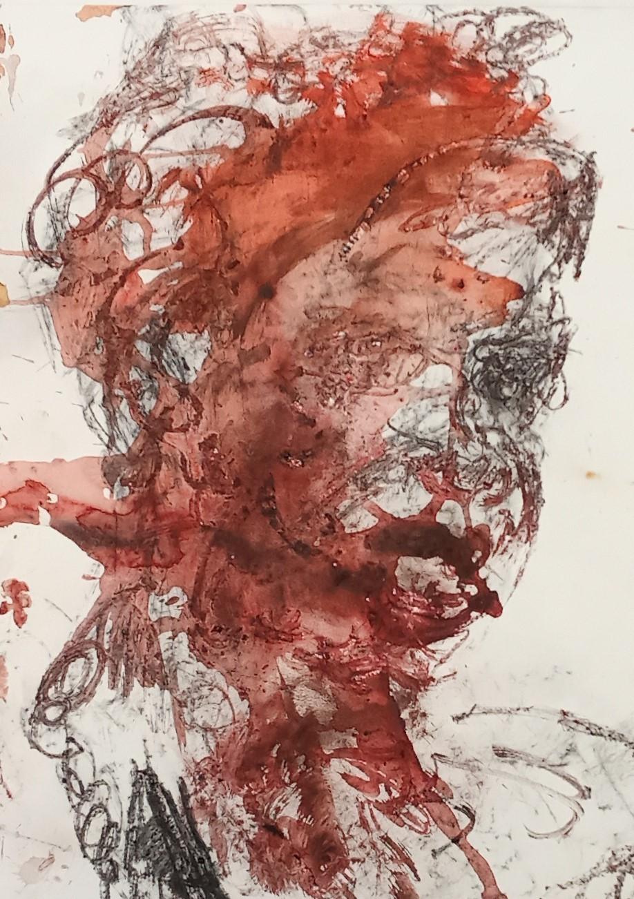 Retrato de Seyni Camara Jean-Claude Desmerges Arte contemporáneo Dibujo Color en venta 3