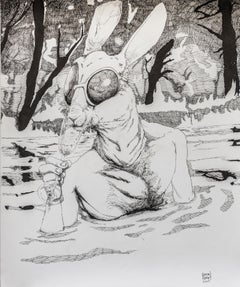 Ein Feuer hier? Das ist lächerlich! Daniel Piérart Zeitgenössische Kunst Zeichnung Tier-Comics