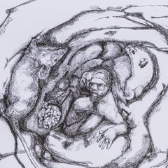 Stuck Daniel Piérart Contemporary drawing art ink animal black and white