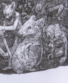 Trop tirer Daniel Piérart Dessin contemporain art animal noir et blanc