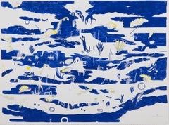 Durchleben von Prüfungen #1 Hélène Duclos Zeitgenössische Zeichenkunst Blaue Landschaft Traum