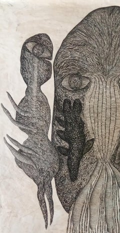 Face Geneviève Seillé Contemporary drawing outsider art animal character