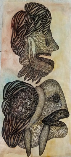 Dos cabezas: Geneviève Seillé. Dibujo contemporáneo: retratos y personajes animales