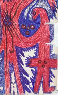 Untitled Guyodo Contemporary art Haiti voodoo outsider art drawing on cardboard