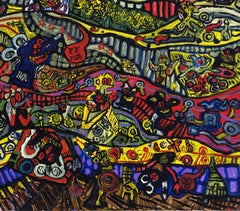 Mickey si fa il segno della croce - Anick Langelier, 21° secolo, Pittura figurativa