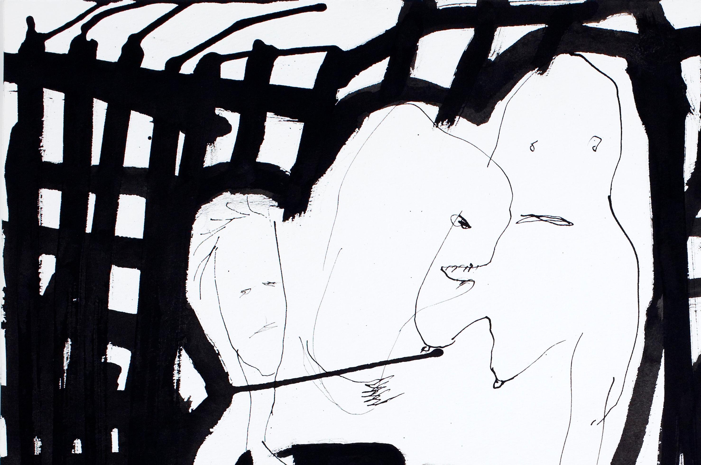 Campanadas de medianoche -Daniel Erban, Siglo XX, Arte outsider, Dibujo figurativo en venta 1