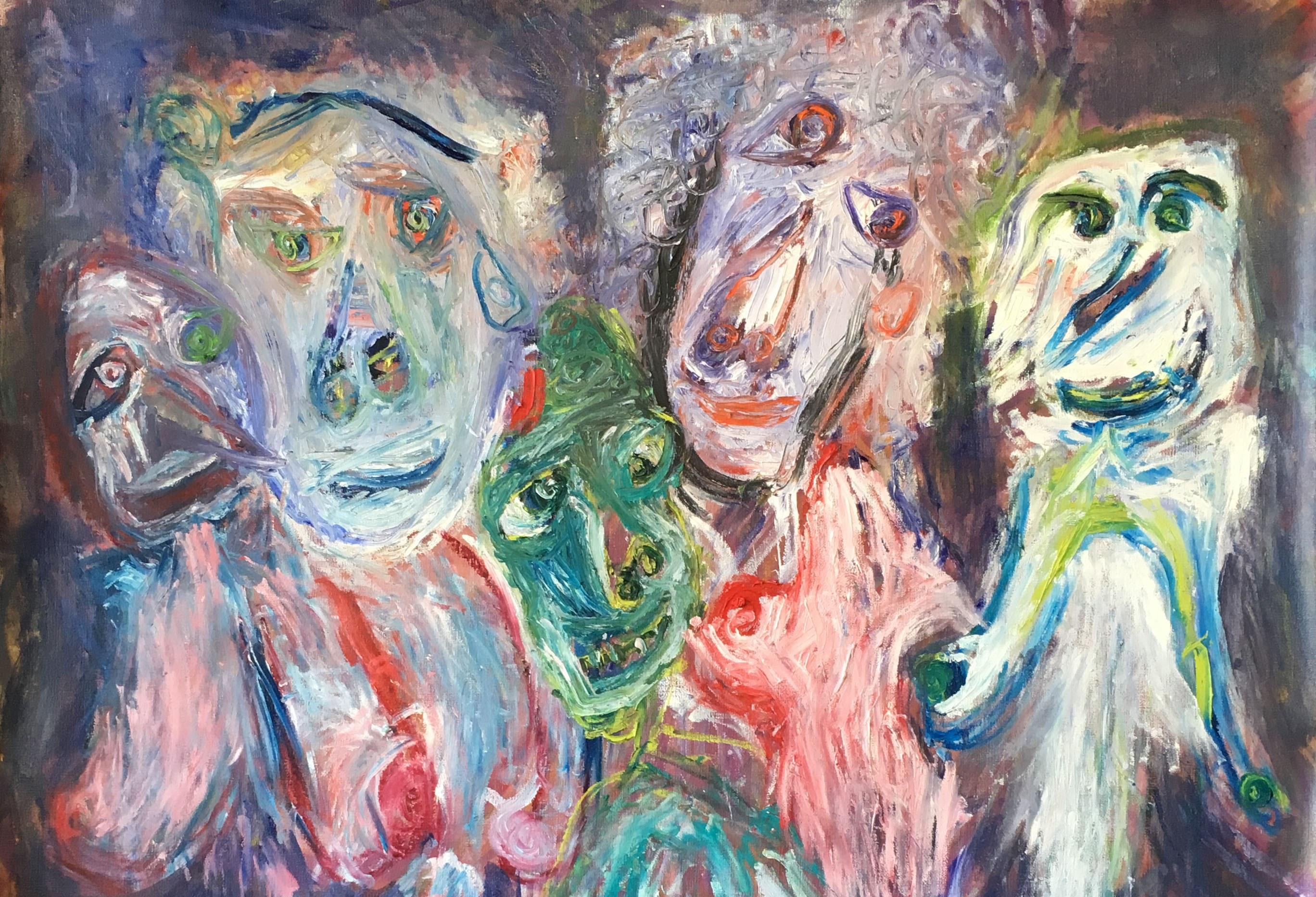 Isa Isa, Gnie, Catou, Patoche und Didine - Julien Wolf, 21. Jahrhundert, Gemälde im Angebot 3